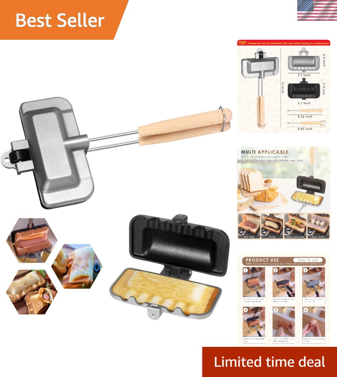 Locking Handle Non-Stick Grill – Ideal 4-in-1 Cooking for Small Kitchens