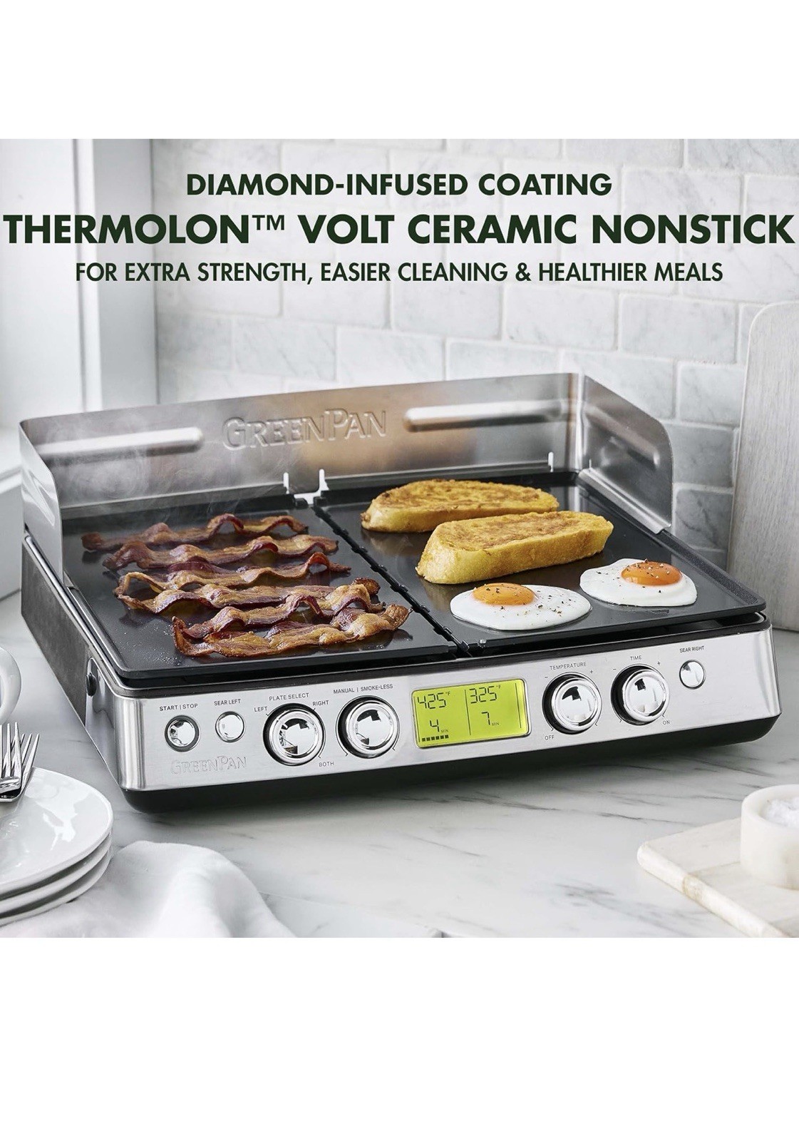 GreenPan Elite XL Smoke-less Grill and Griddle, Heathy Ceramic Non stick