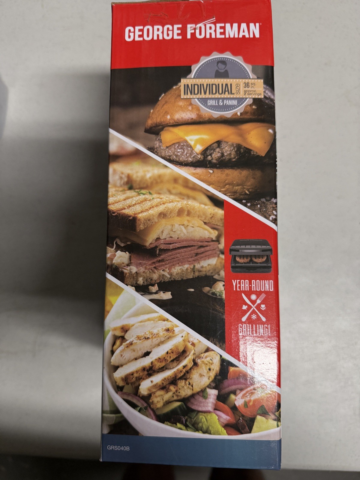 George Foreman Indoor Grill GRS040BC | Non-Stick, Compact, New in Box