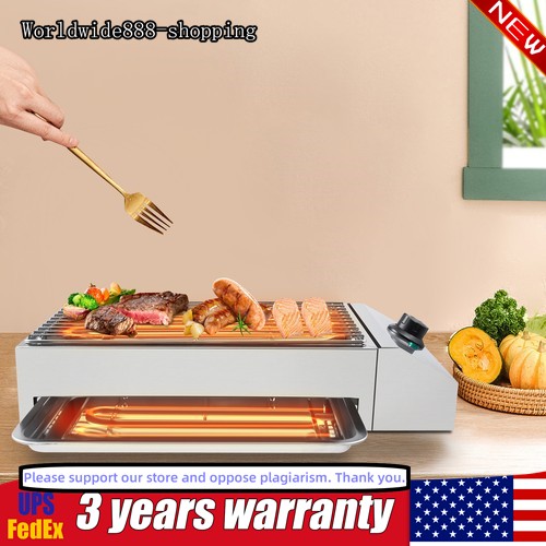 Electric Indoor outdoor Grill Portable Smokeless Non-Stick Cooking BBQ Griddle！