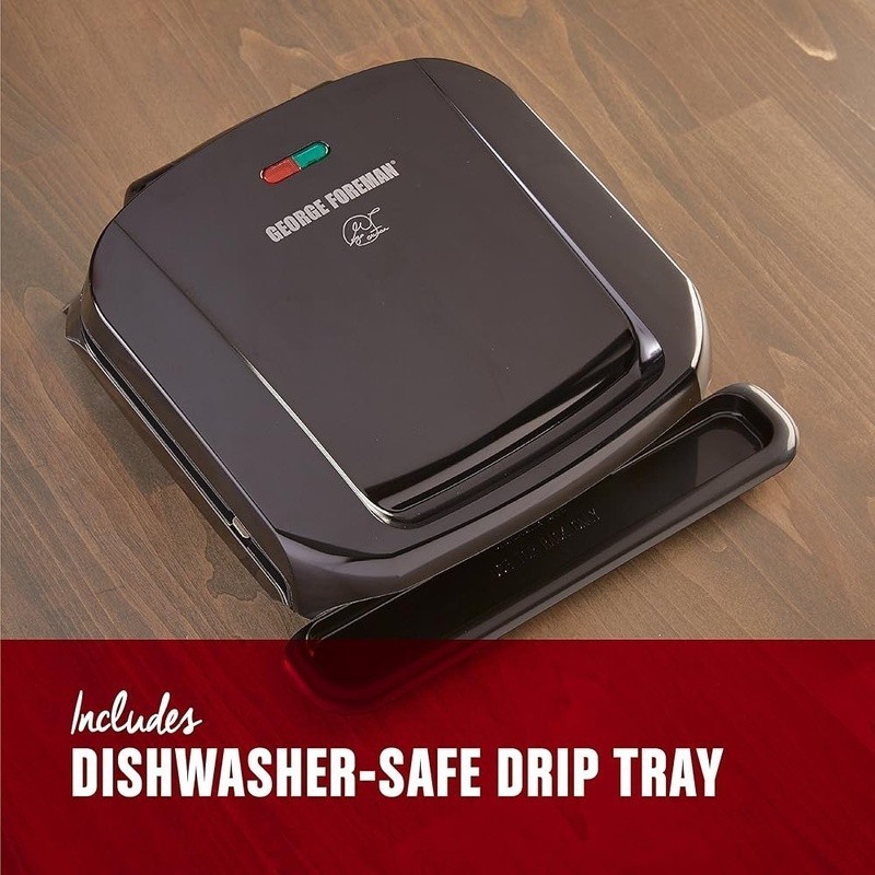 Nonstick Electric Grill Removable Plates 4 Servings Fast Heating Dishwasher Safe