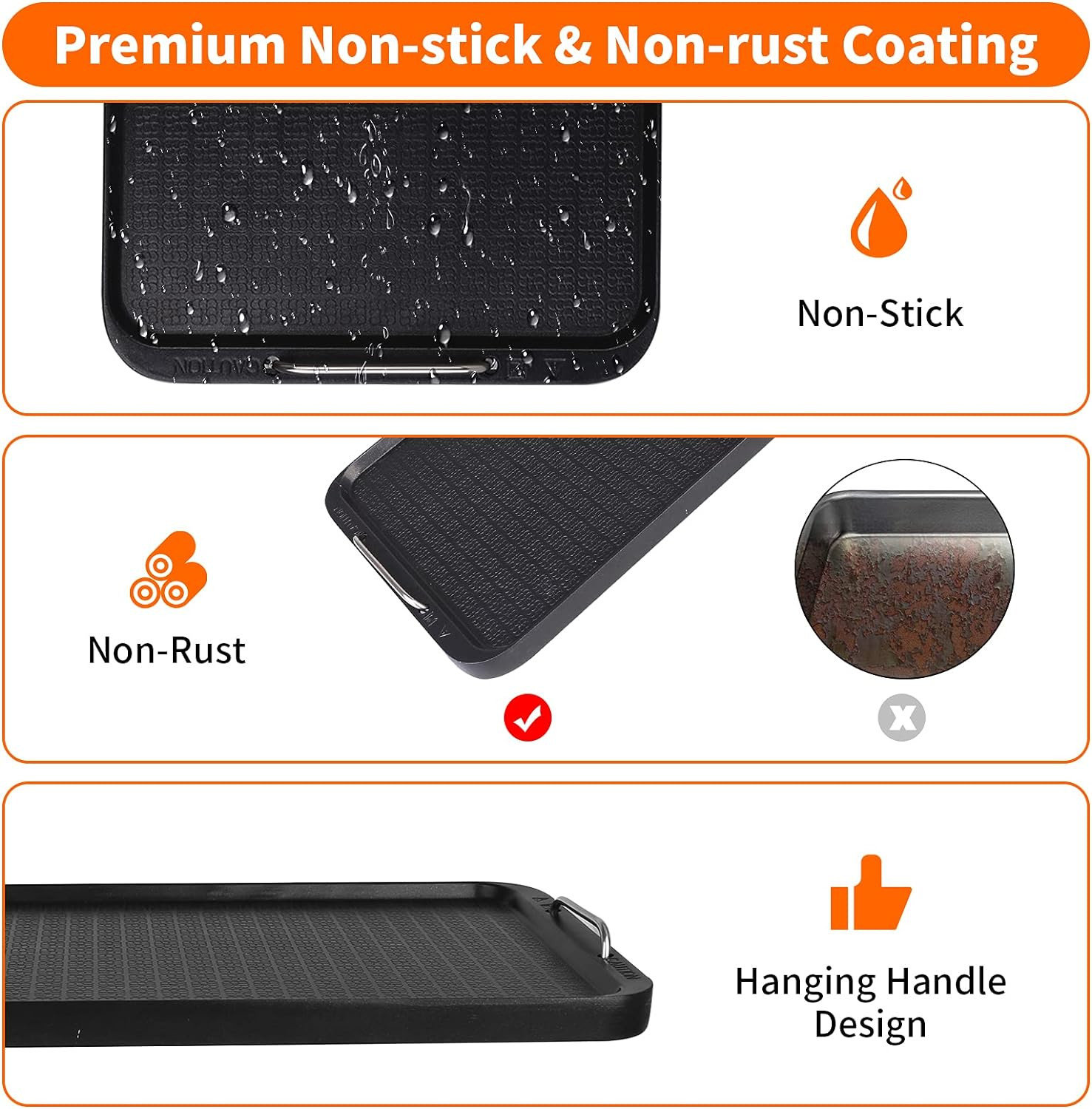Flat Top Griddle for Stovetop, Non-Stick Griddle Grill Pan, Stove Top Grill,14.9