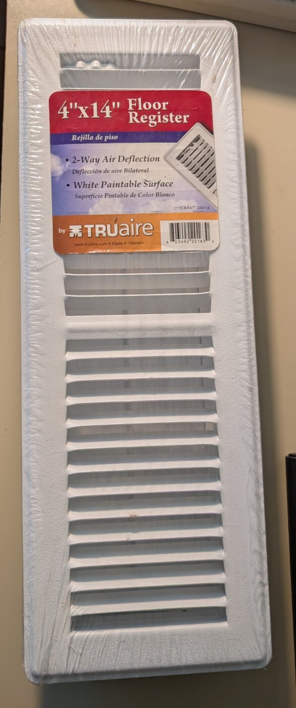 Tru Aire C150MWT Steel Powder Coated White Floor Register 14 x 4 in.803492201630