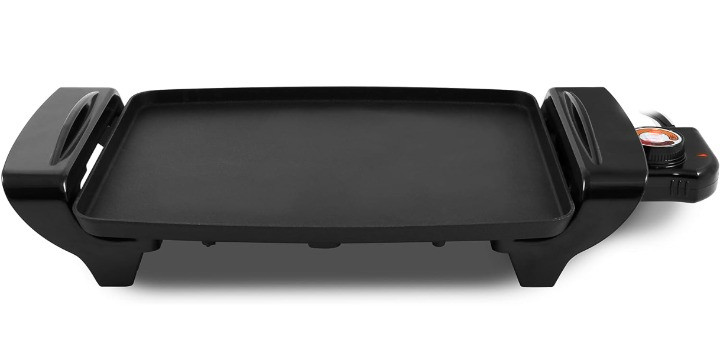 Plancha Eléctrica 10.5×8.5″ Antiadherente con Termostato Ajustable y Asas Frías