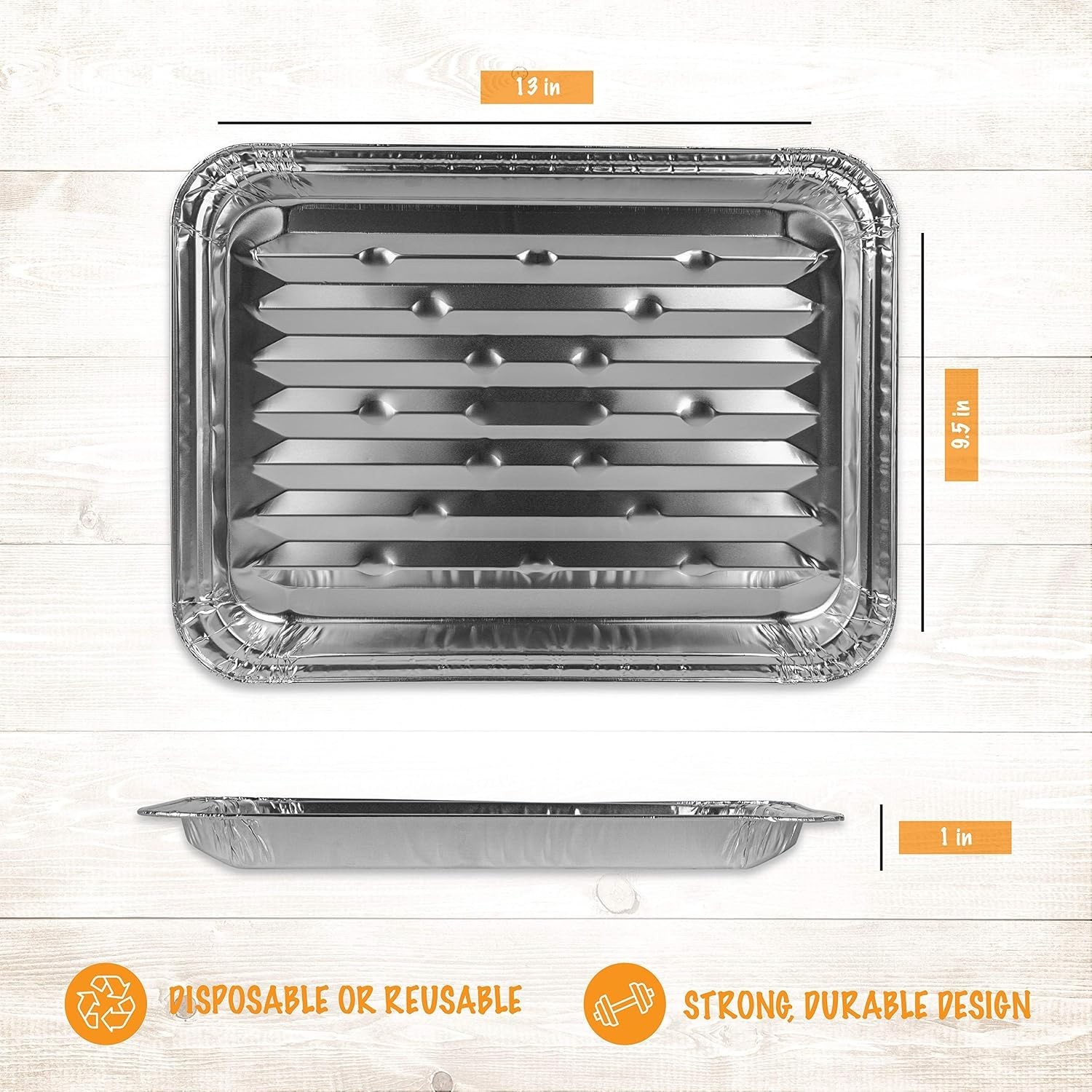 Aluminum Grill Pans, Broiler Pans, Grill Liners, Durable with Ribbed Bottom S…