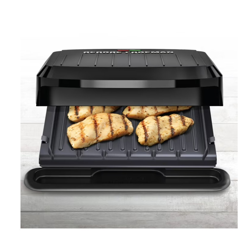 George Foreman 4‑Serving Electric Grill & Panini Press, Easy‑Clean Removable Dis