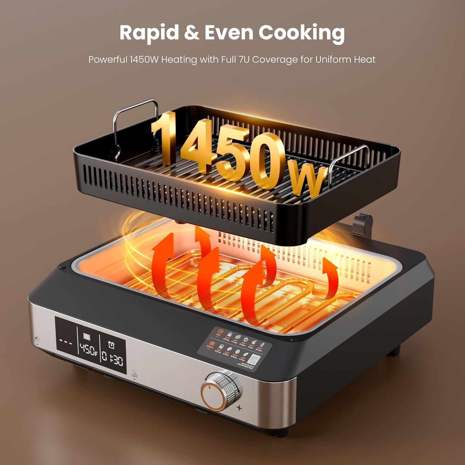 2-in-1 Indoor Grill Griddle Smokeless Electric Temp Probe Black – NIB