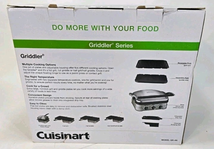 Cuisinart Griddler Series Grill Griddle 5-in-1 Nonstick GR-4N NEW