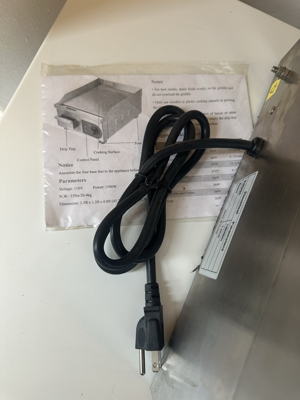 1500W 14” Electric Countertop Griddle / Commercial Flat Top
