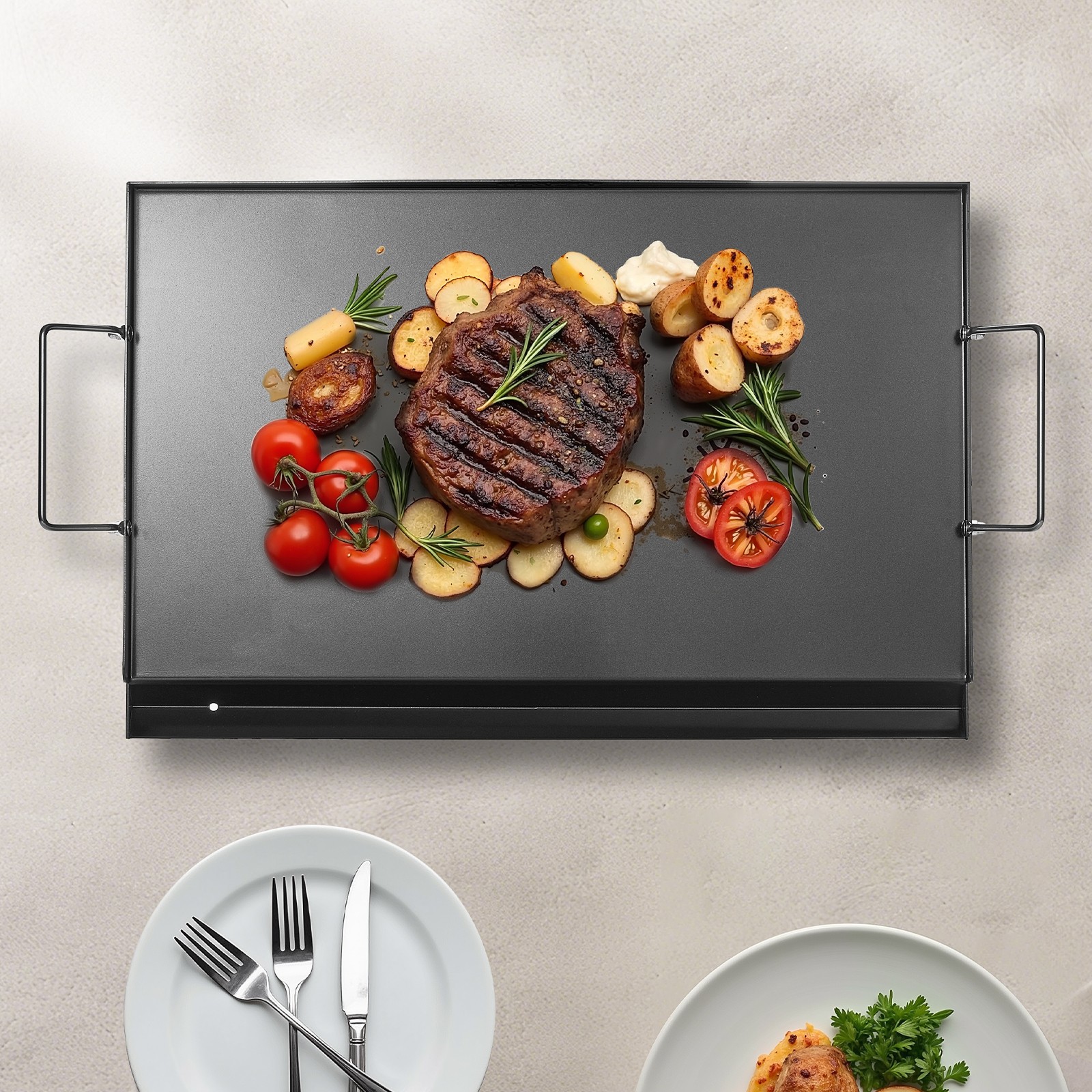 24×16 in Flat Top Griddle Carbon Steel Universal BBQ Grill Pan Cookware