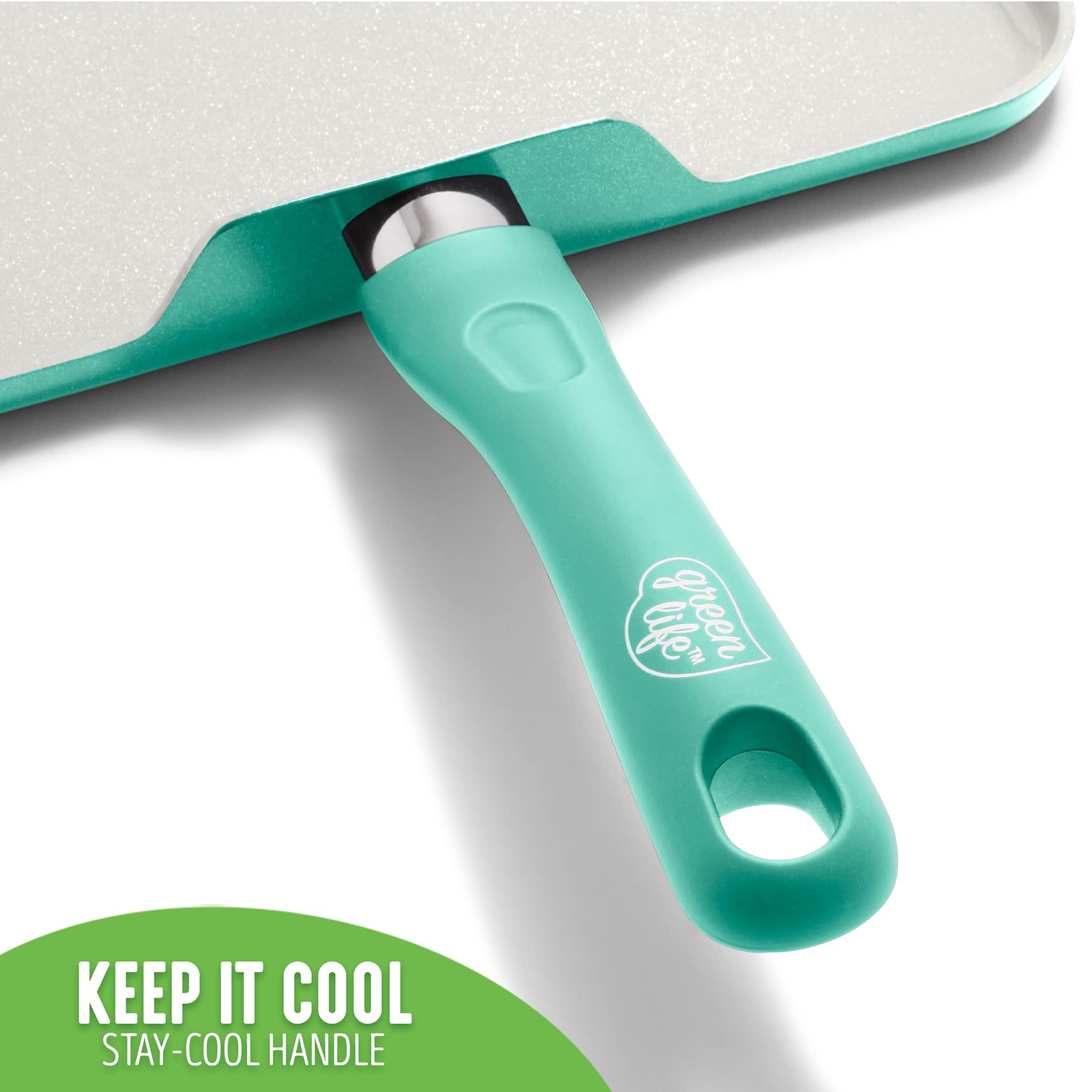 GreenLife Soft Grip Healthy Ceramic Nonstick 11″ Griddle Pan, Turquoise