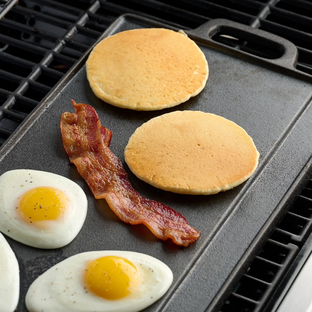 Deluxe Cast Iron Reversible Grill Griddle Plate, Black,Hand Wash