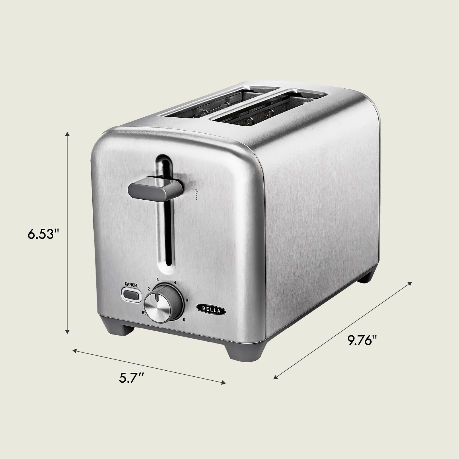 bella Stainless Steel 2 Slice Toaster with Extra 2 Slice,