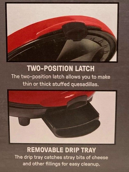 Appetit Quesadilla Maker Red 6 Wedges Electric, Non-Stick, Drip Tray, Latch, NEW