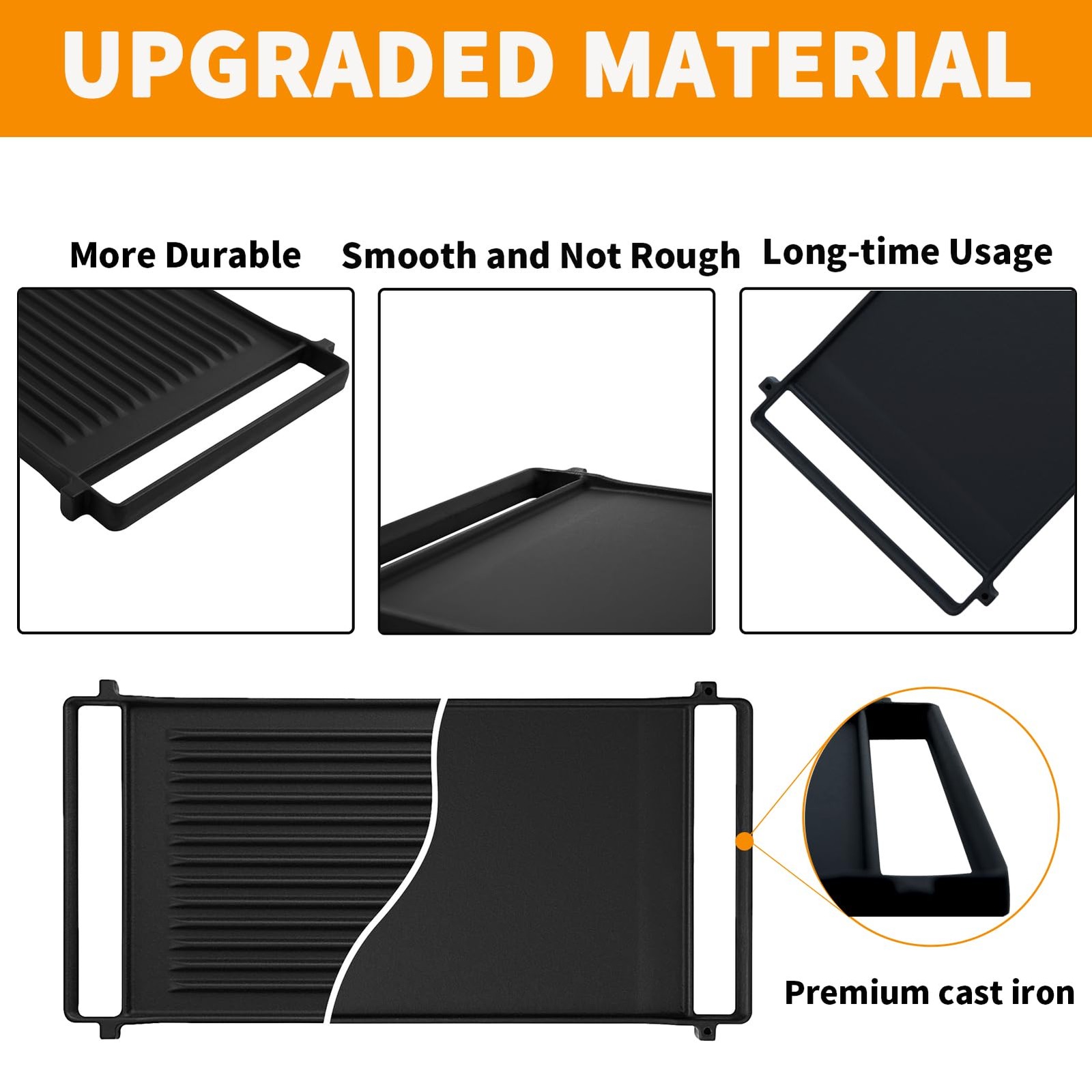 Upgraded WB31X24998 Reversible Griddle Replacement for GE Stove Parts Cast Iron