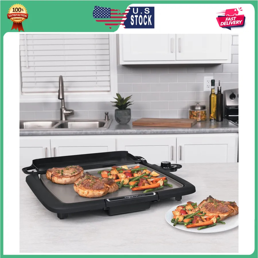 Presto Ceramic Nonstick Electric Griddle with Multifunction Warming Tray