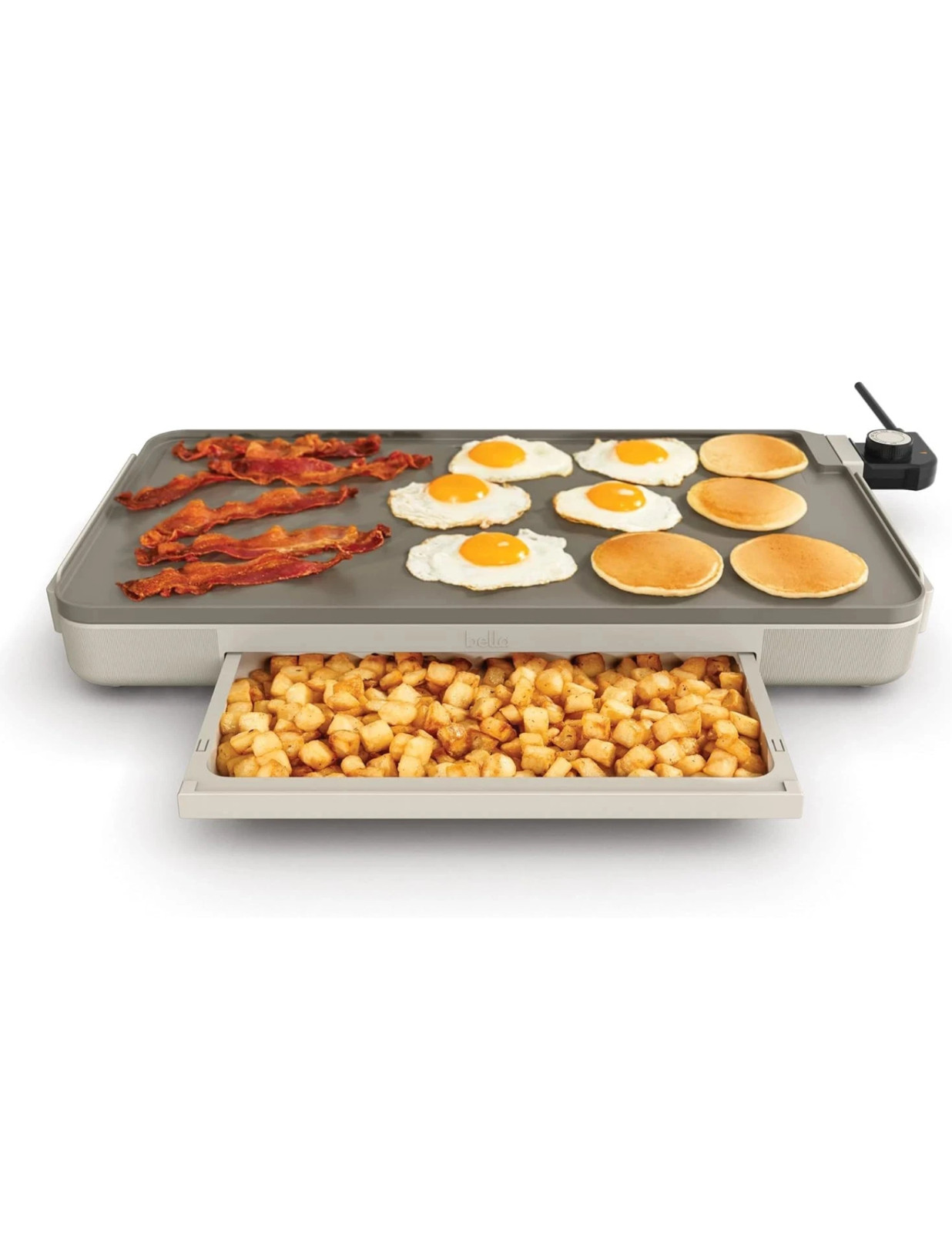 Bella 12″ x 22″ Electric Griddle w/ Warming Tray Ceramic Nonstick Coating