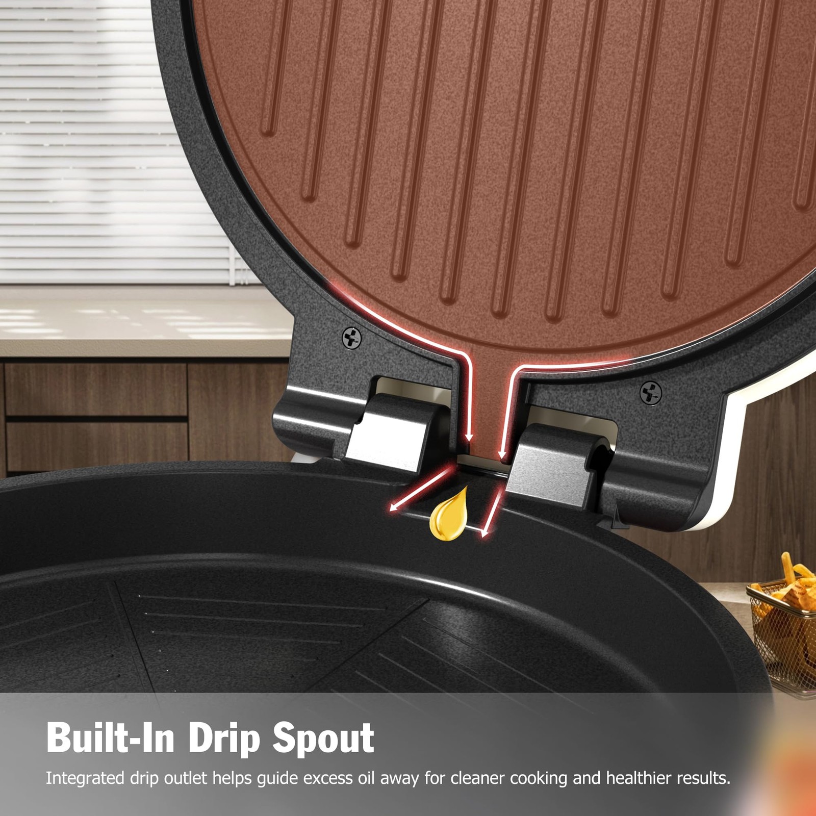 1000W Pizza Maker 2in1 Indoor Griddle 8.5 Inch Open Nonstick Plate