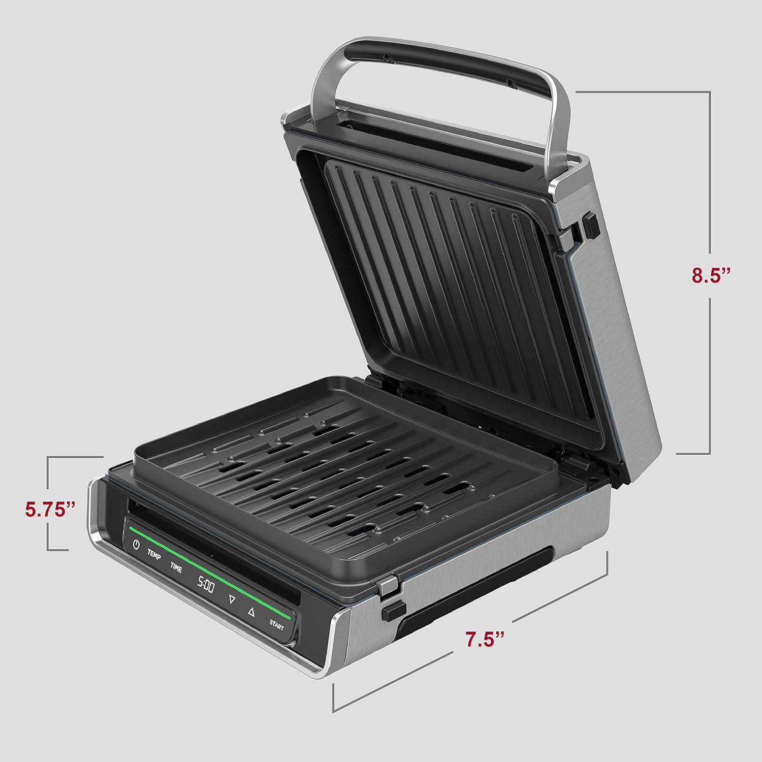 George Foreman Smokeless – Digital Smart Select, Family Size (4-6 Servings), Sta