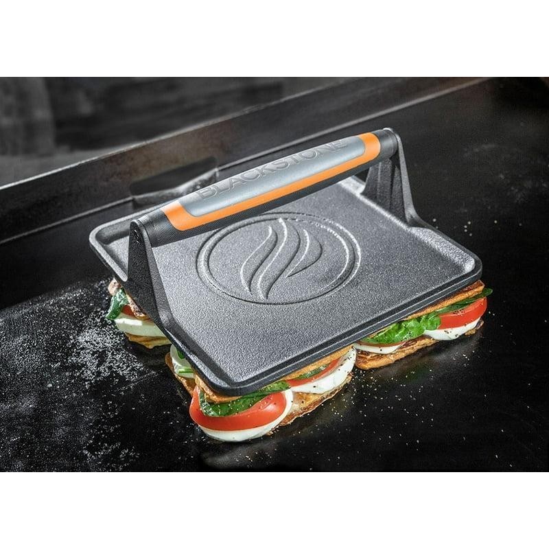 XL Cast Iron Griddle Press Heat-Resistant Handle Prevents Bacon Curling New