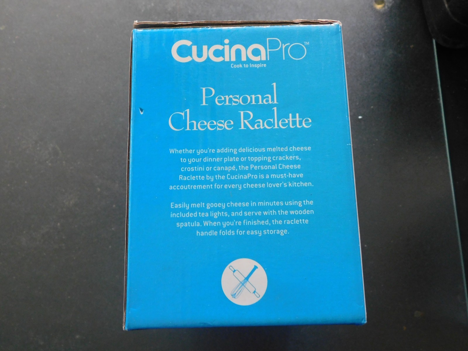 CUCINAPRO Cheese Raclette W Foldable Handle, Cheese Melter, Pan W Spatula & Inst