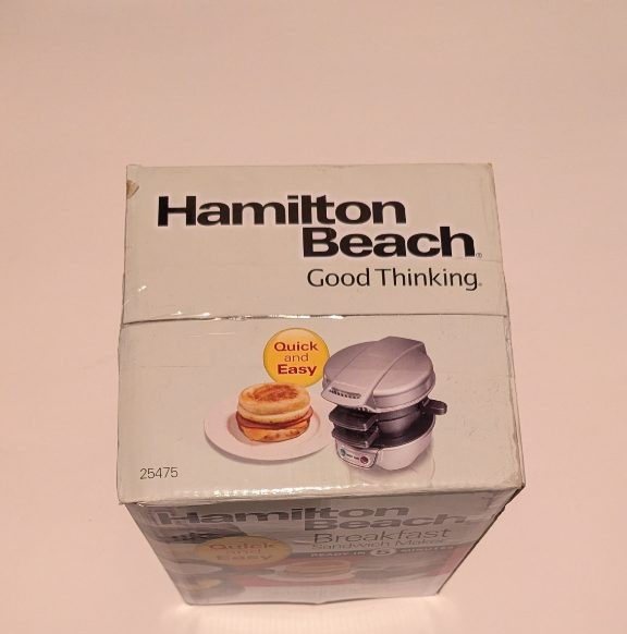 Hamilton Beach Breakfast Sandwich Maker 25475 Silver Egg Muffin New in Box