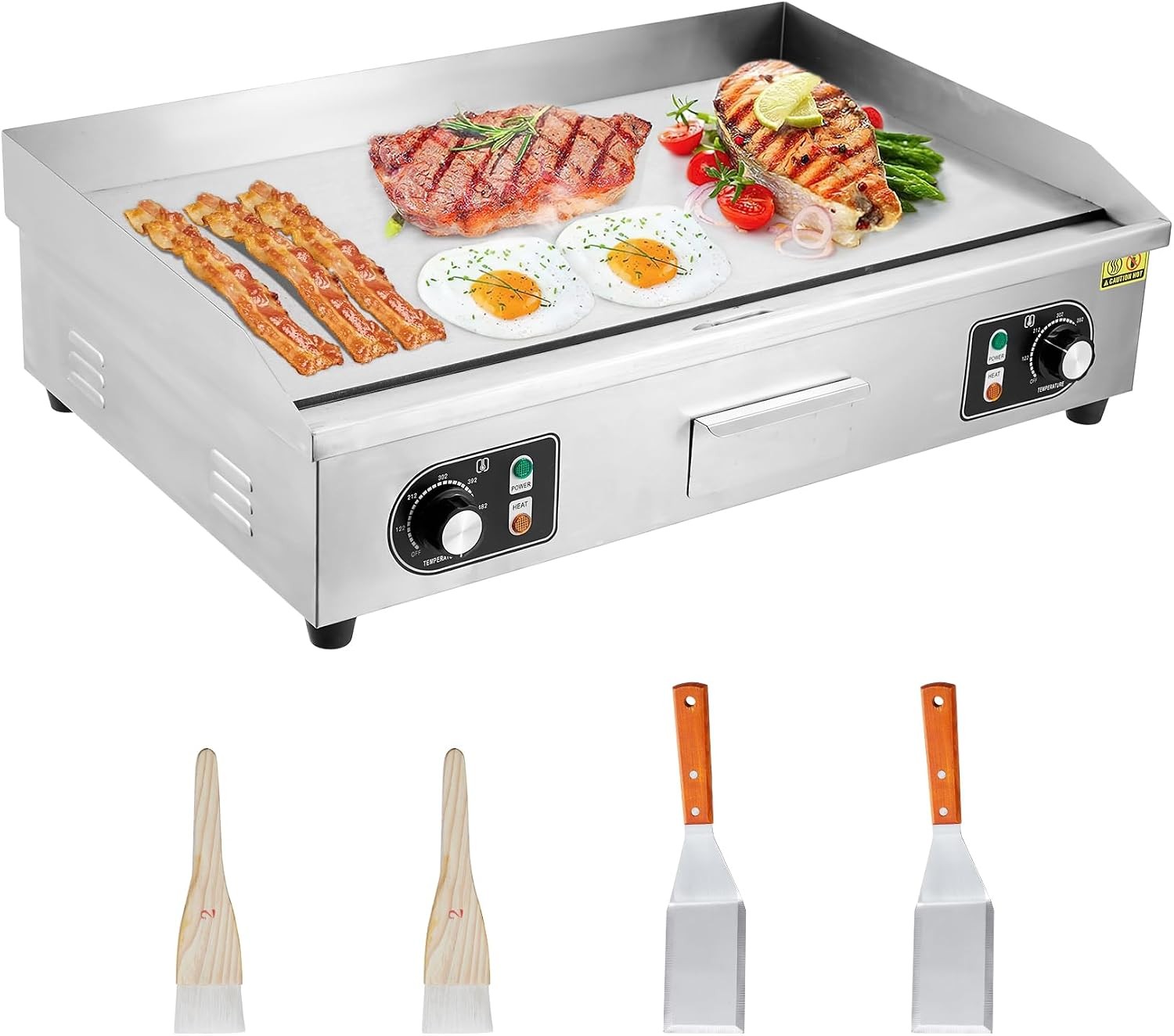 14 in Electric Griddle for Cooking Non-Stick Grill Plate Adjustable Temperature