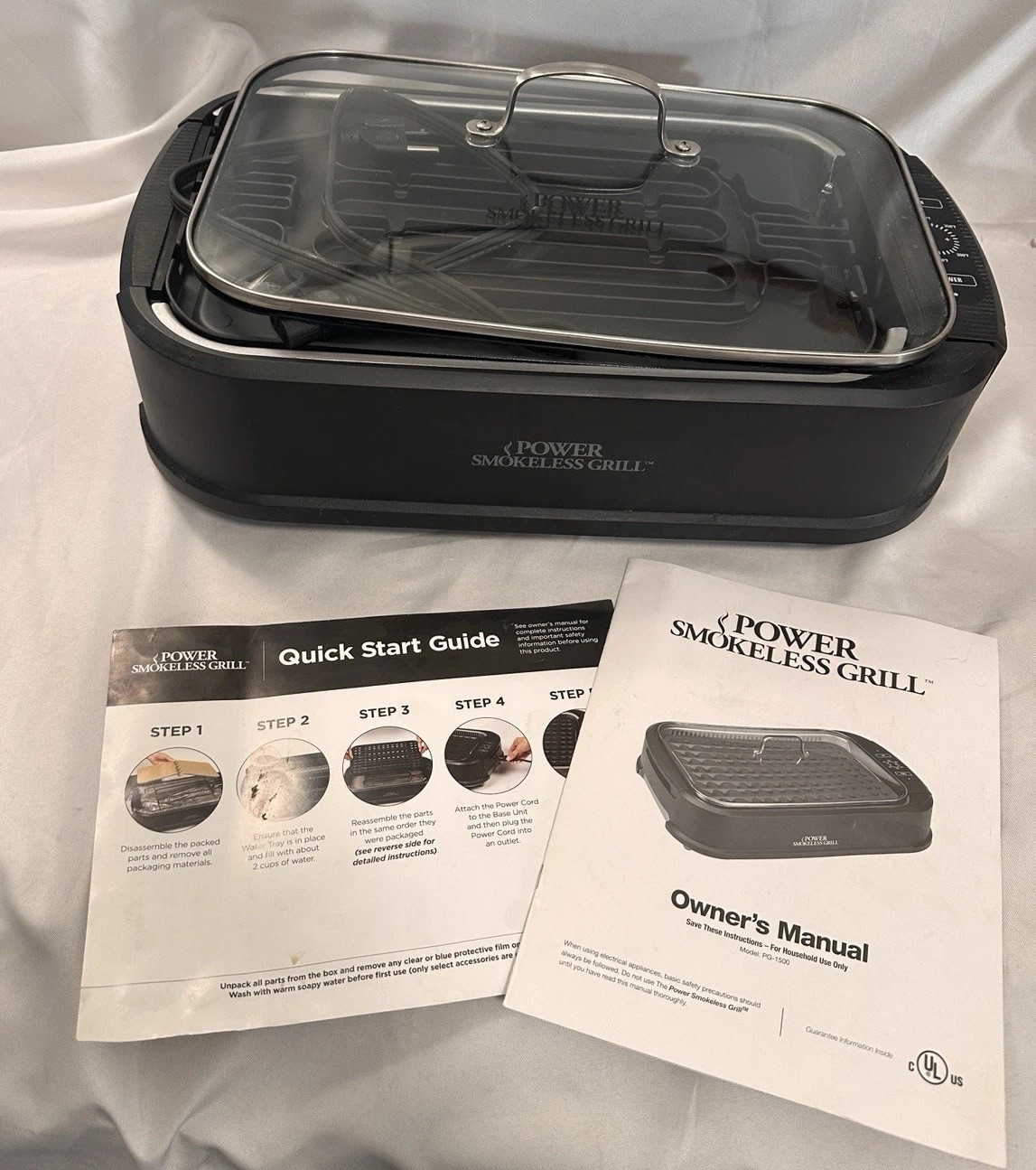 Power Smokeless Grill Griddle (As Seen On TV) Model PG-1500 New-No Box Electric