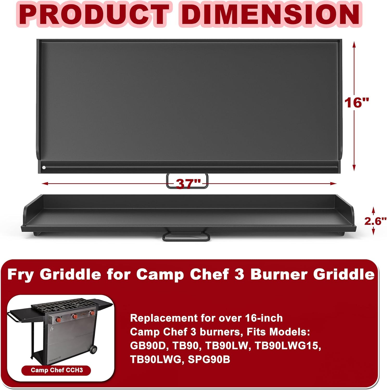 Camp Chef 37″ Flat Top Griddle – Replacement for Tundra & Expedition 3X