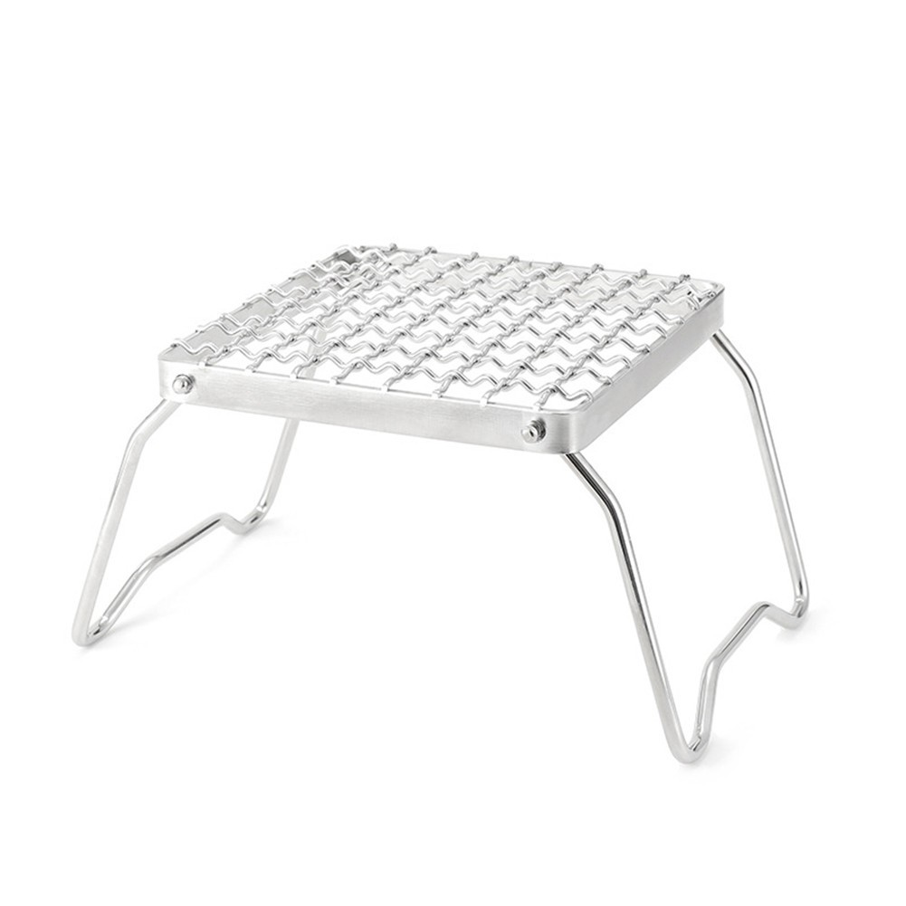Small Camping Grill with Foldable Legs 201 Stainless Steel Grate Campfire for