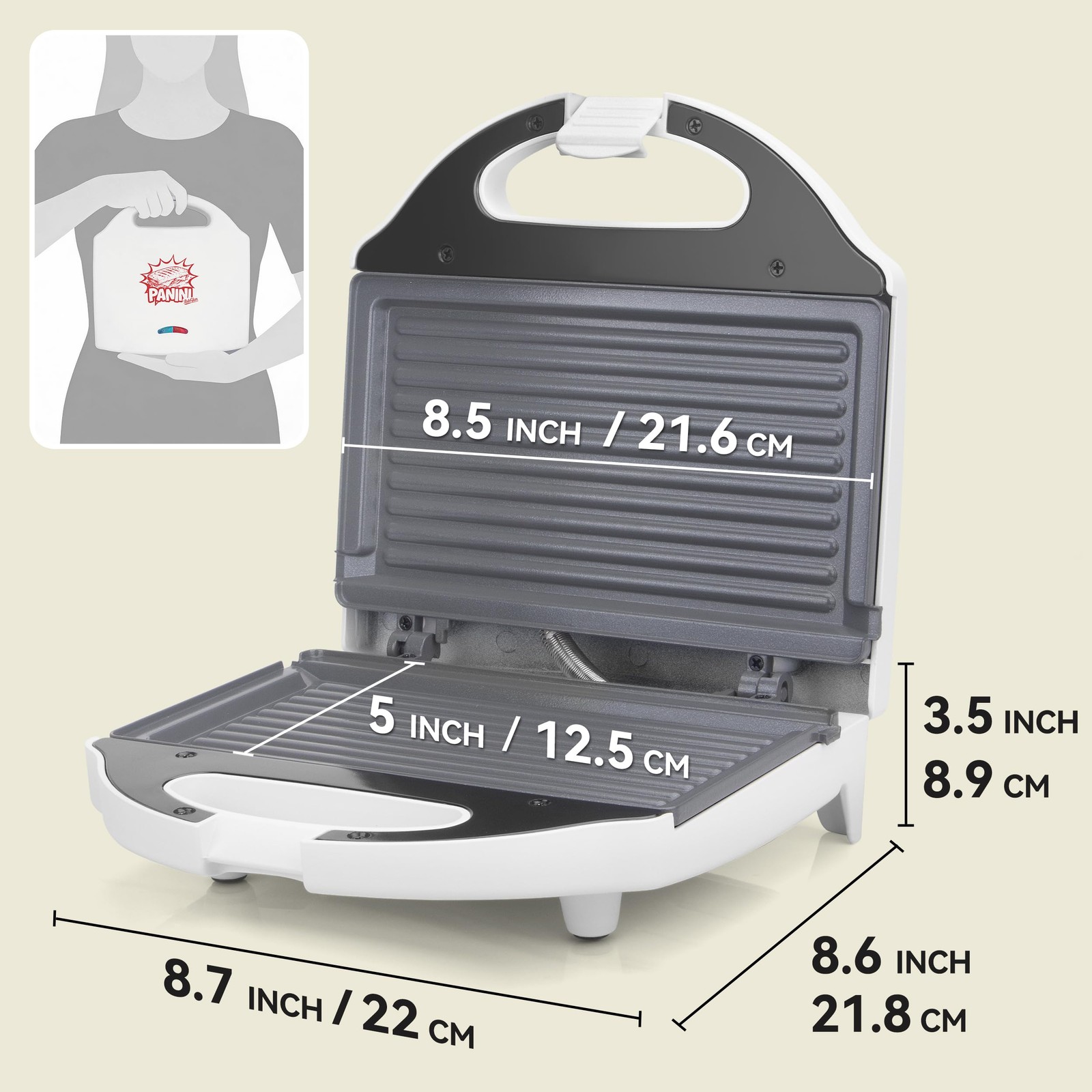 Ceramic Mini Panini Press Grill Sandwich Maker, Mini Sandwich Press, Panini M…