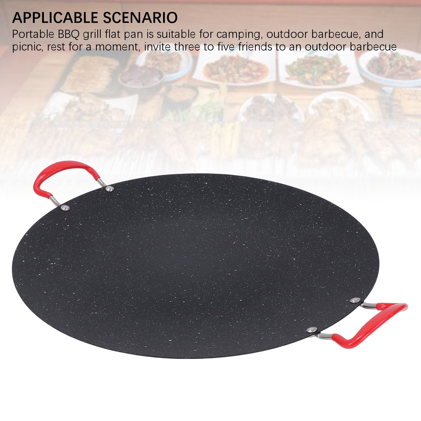 Portable BBQ Grill Flat Pan Lightweight Ideal For Outdoor Use Iron Recommended