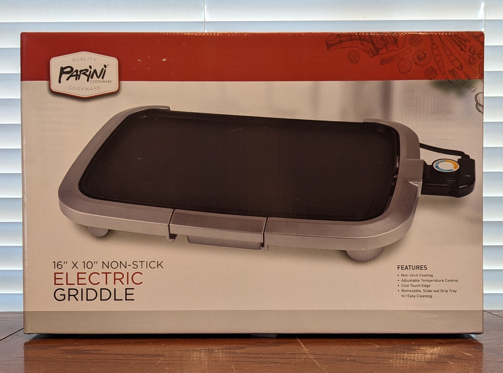 Parini 16″x10″ Black Electric Cook Griddle & Adjustable Temp Control Non Stick