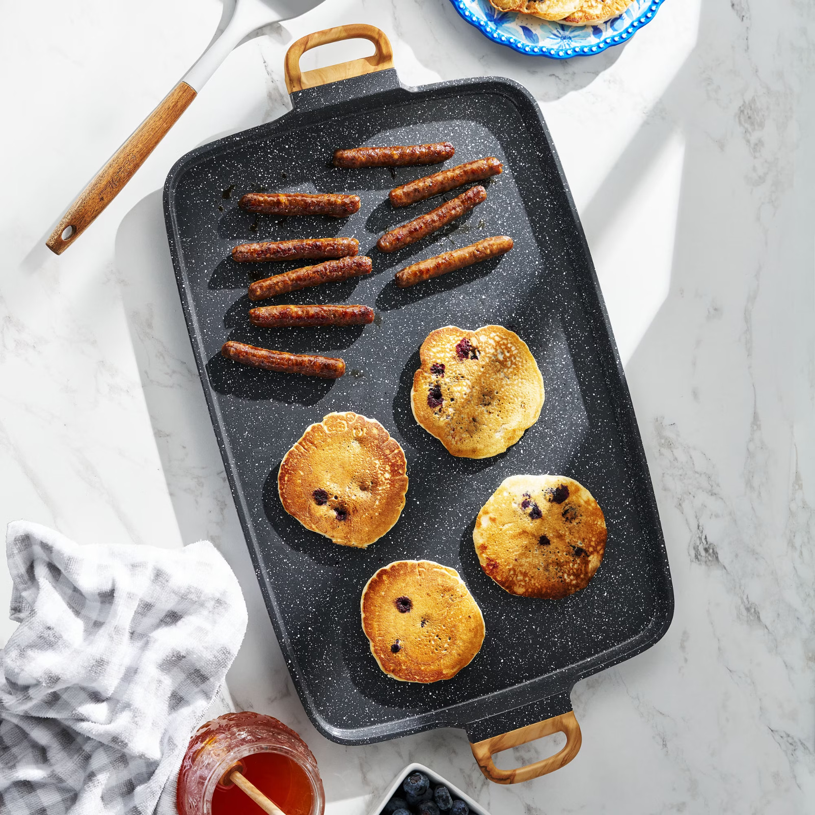 Pioneer Woman Prairie Signature Cast Aluminum Double Griddle, Charcoal Speckle