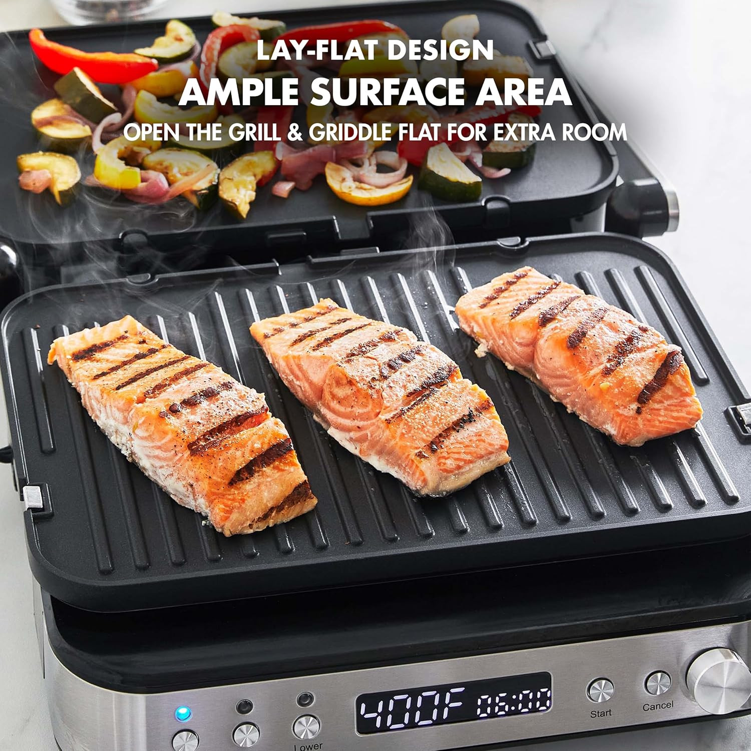 6-in-1 Electric Indoor Grill & Griddle, Nonstick, Dishwasher Safe, PFAS-Free