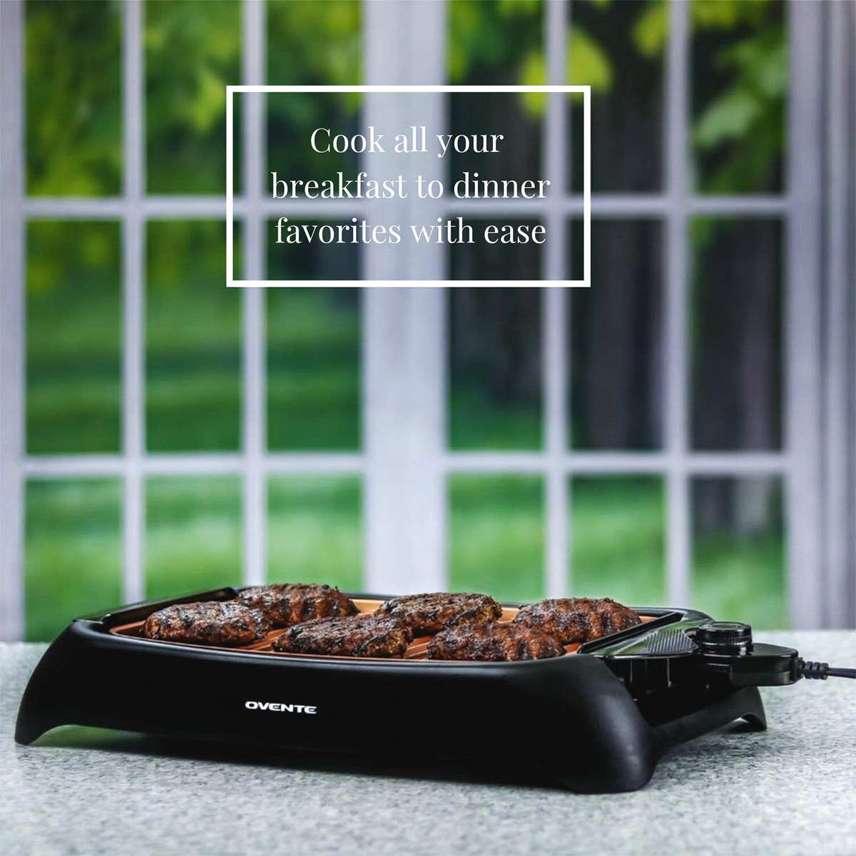 Ovente Electric Cooking Grill 13 x 10 Inch Nonstick Flat Plate Copper GD1632NLCO