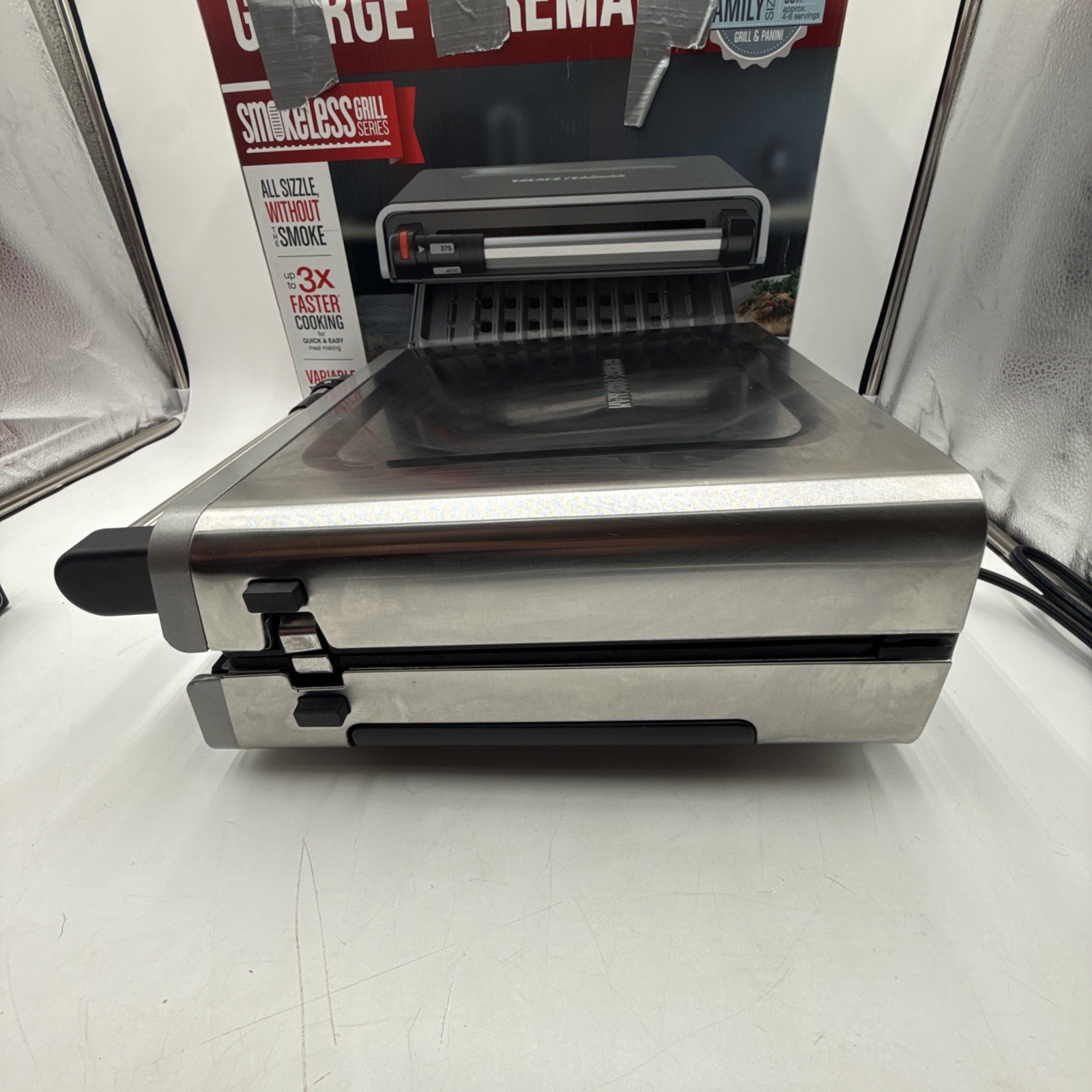 GEORGE FOREMAN SMOKELESS GRILL GRV6090B FAMILY SIZE SELECT-A-TEMP 1500W
