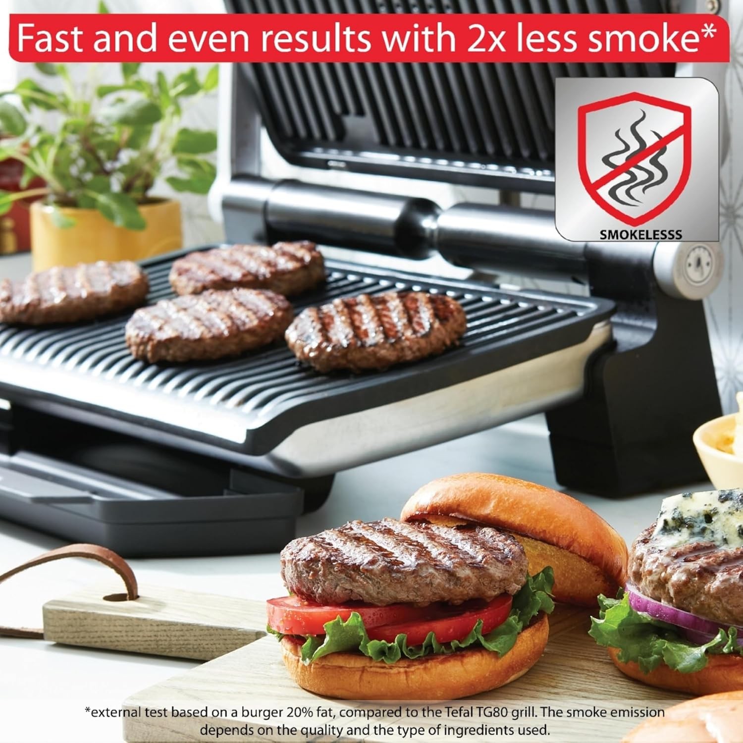 OptiGrill Stainless Steel XL Electric Grill, 6 Servings, 9 Intelligent Automatic