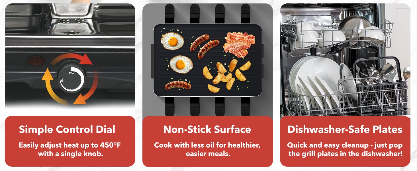 Raclette Table Grill, 2-in-1 Korean BBQ Grill & Electric Griddle, 1300W | 8