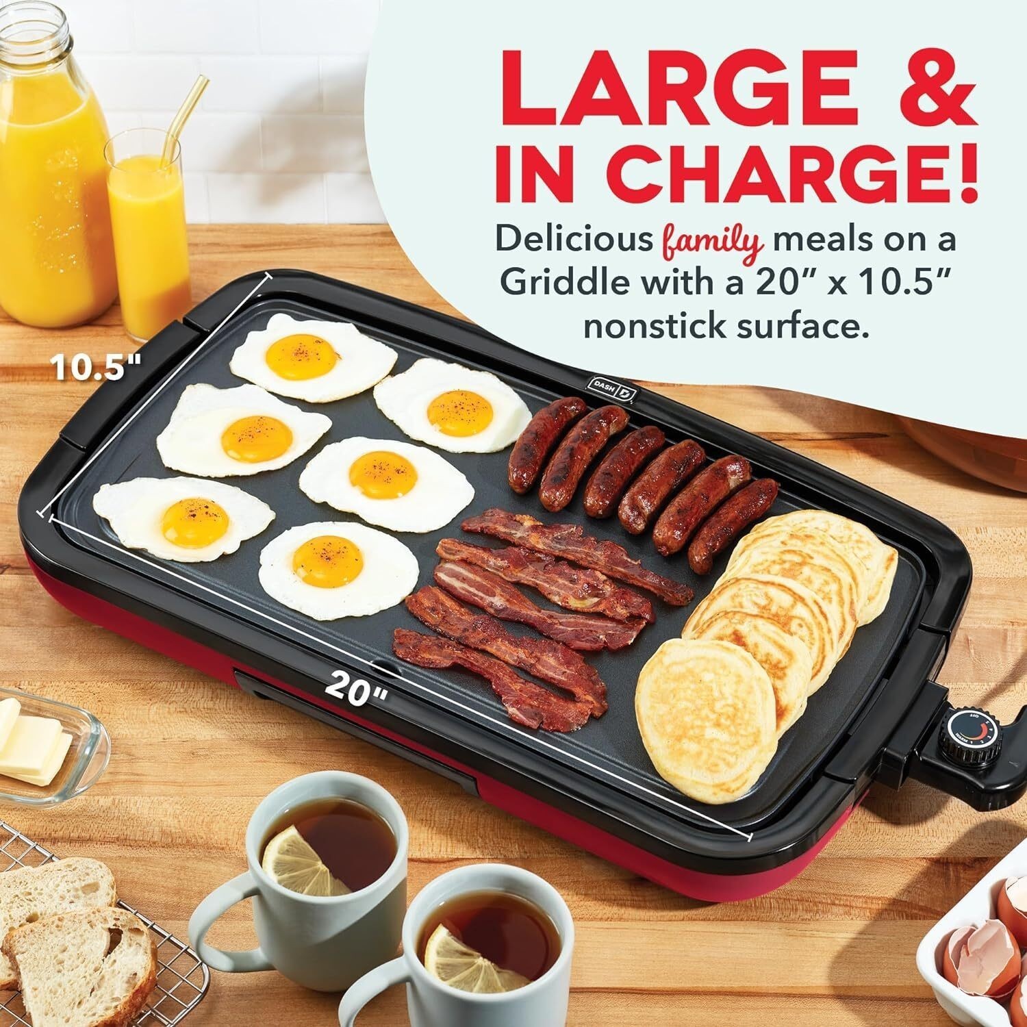 Everyday Electric Griddle Dishwasher Safe Removable Nonstick Cooking Plate 1500W