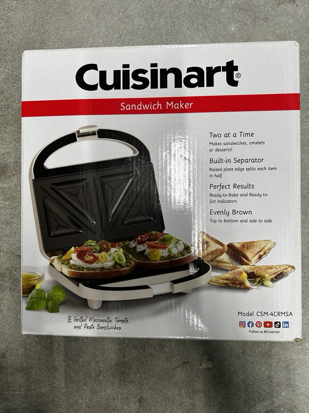 Cuisinart CSM-4CRMSA Sandwich Maker- Yellow – Make 2 Sandwiches at a Time