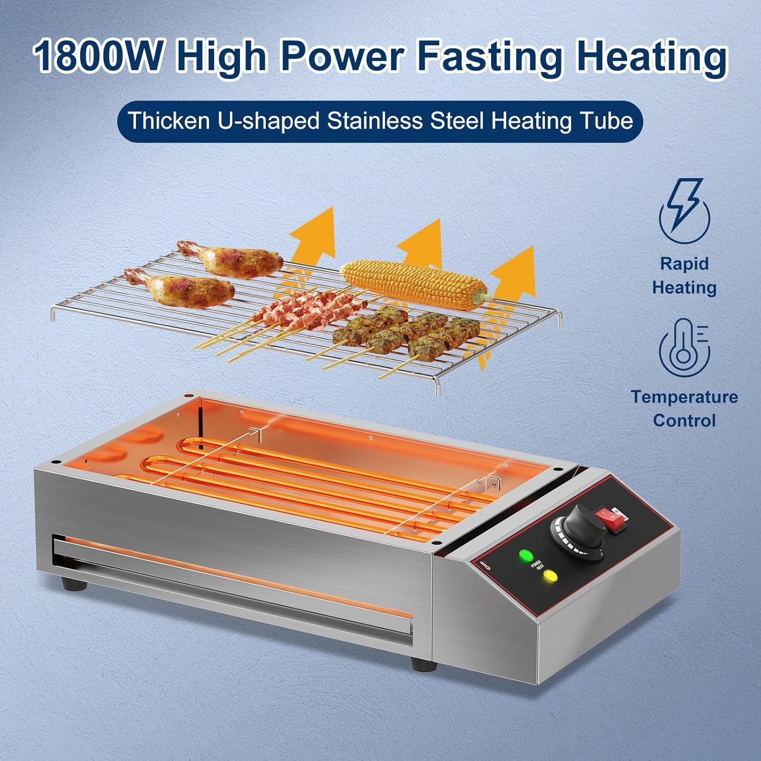 22″ Commercial Electric Countertop Griddle 1800W 110V Electric Griddle BBQ Grill
