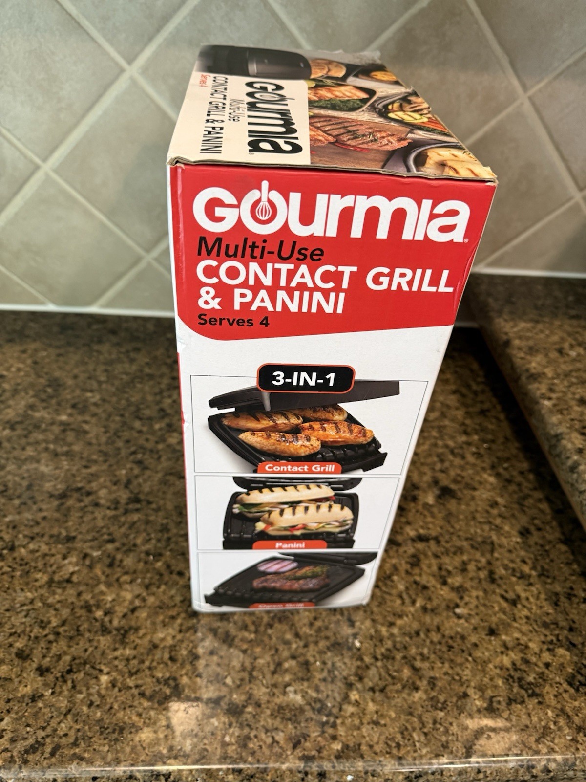 [NEW Open Box] Gourmia Nonstick Ceramic Indoor Grill & Panini Maker Serves 4