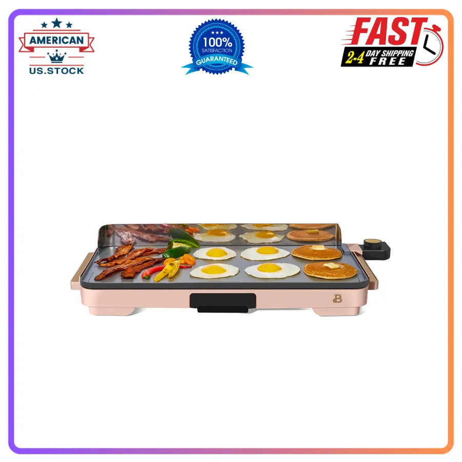 Drew Barrymore Beautiful XL Electric Griddle 12×22 Nonstick Rose Gold