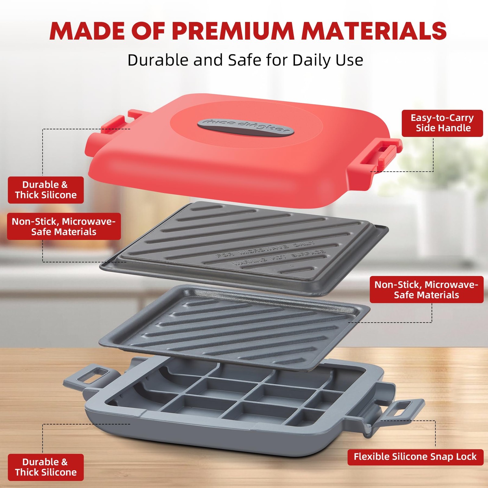 Microwave Sandwich Maker, Snack Maker & Panini Press, Removable Non-Stick Pla…