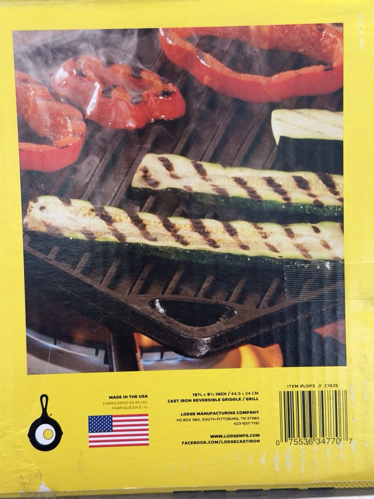 Lodge Reversible Cast Iron Grill/Griddle 6.75” x 9.5” Pre-Seasoned Cooking NEW