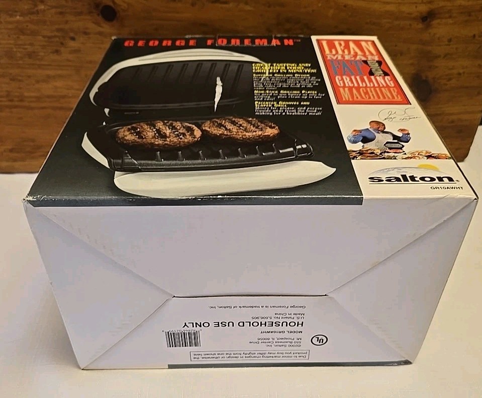 NEW George Foreman GR10AWHT Lean Mean Fat Reducing Grilling Machine Salton