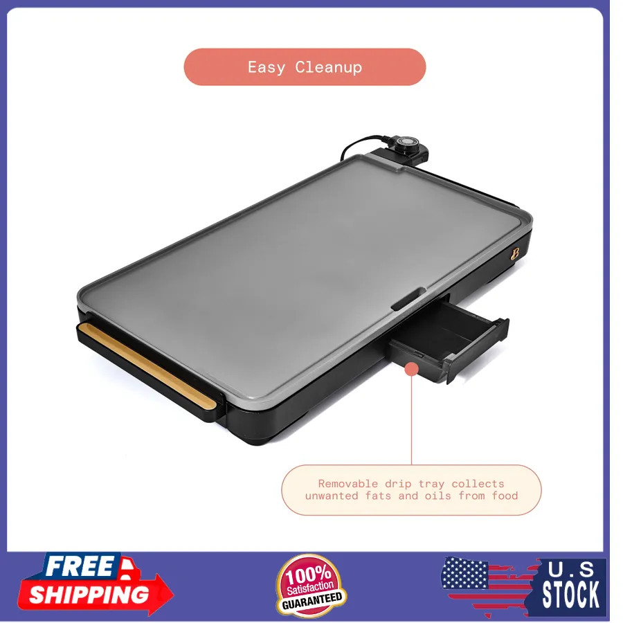 Beautiful Drew Barrymore XL Electric Griddle 12 x 22 Nonstick Black Sesame
