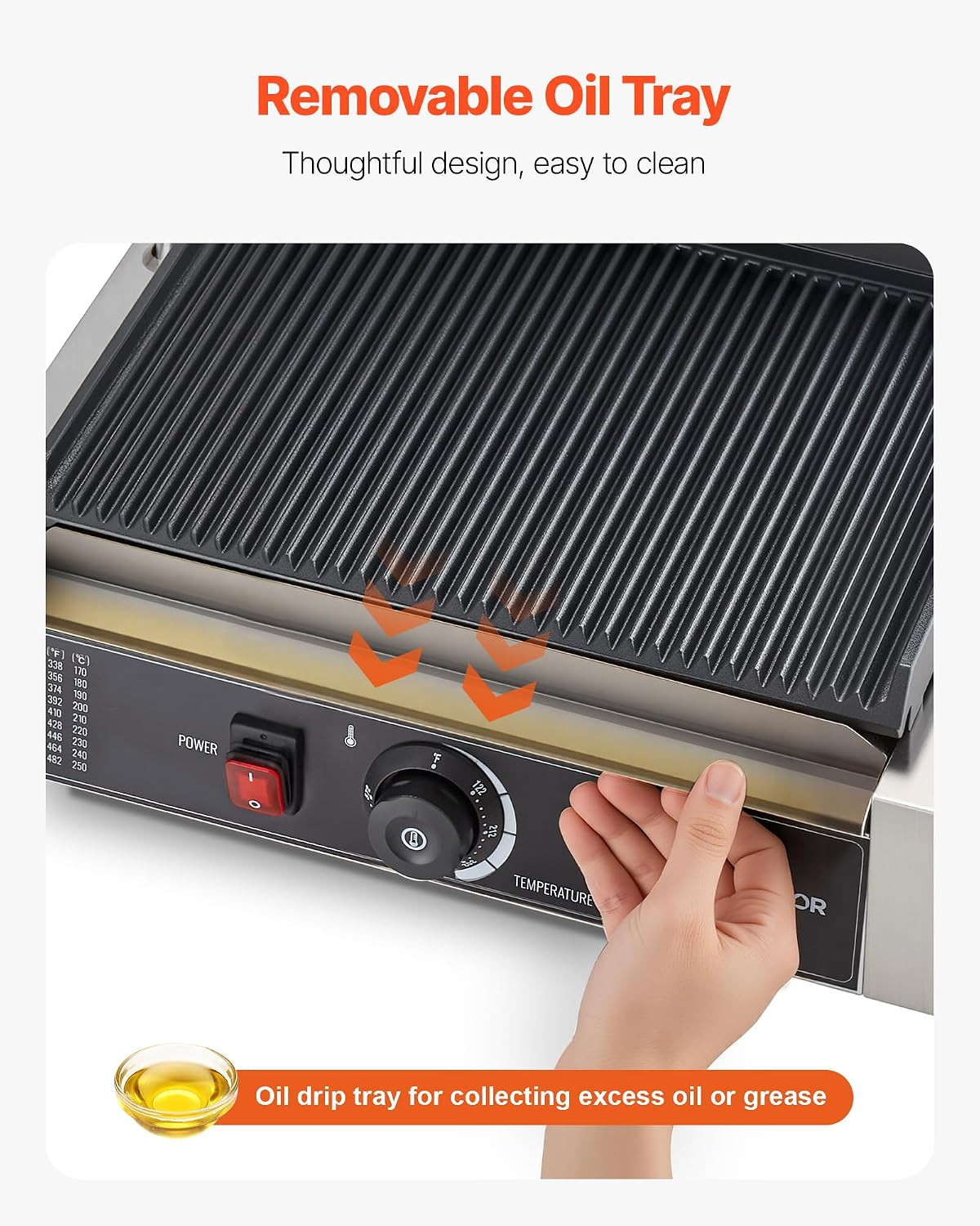 Commercial Panini Grill, 1800W Electric Sandwich Panini Maker, Stainless Steel S