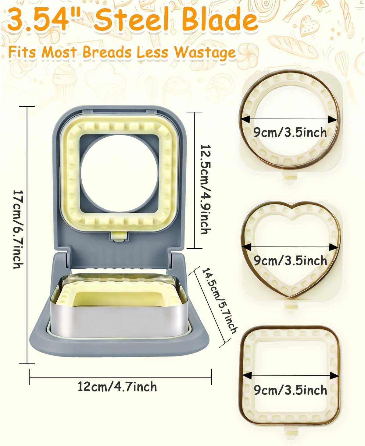 3-In-1 Uncrustable Sandwich Maker – Heart/Round/Square Crustless